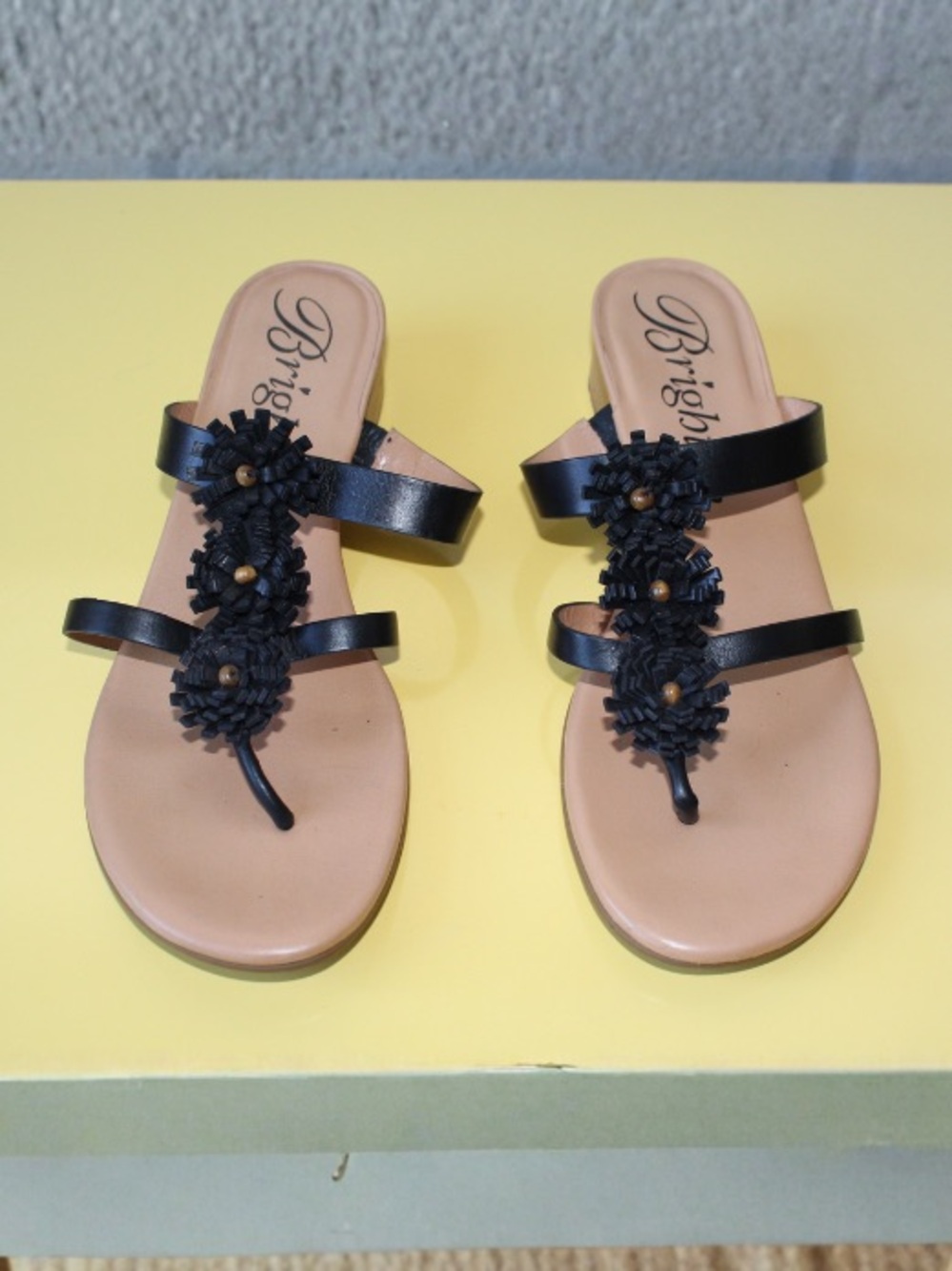 GENTLY USED - Brighton - Lorin Black Floral Accent Sandals - Picture 2 of 6